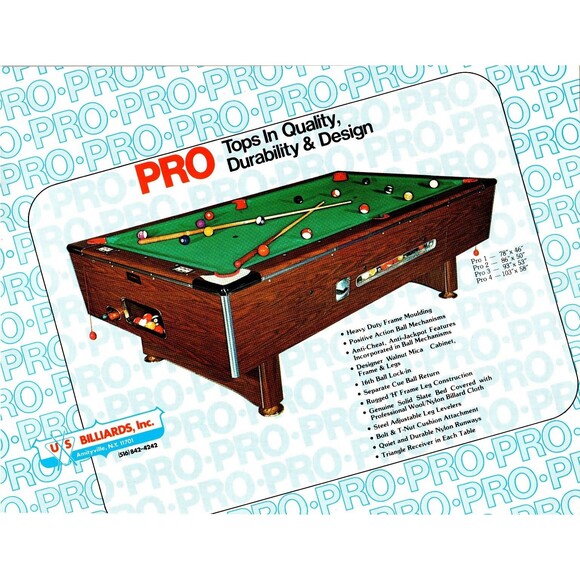 1960s PRO Billiards Pool Table Flyer Amityville, NY Vintage Ephemera - Picture 1 of 2
